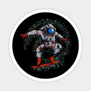 astronaut skate board outer space Magnet